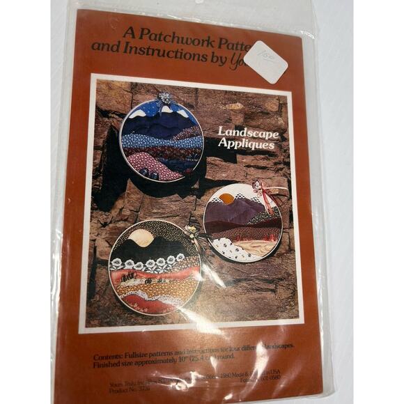 Lot 3 Vintage Applique Patterns Landscape Sun Bird Rocking Horse Hoop NEW - Picture 5 of 6